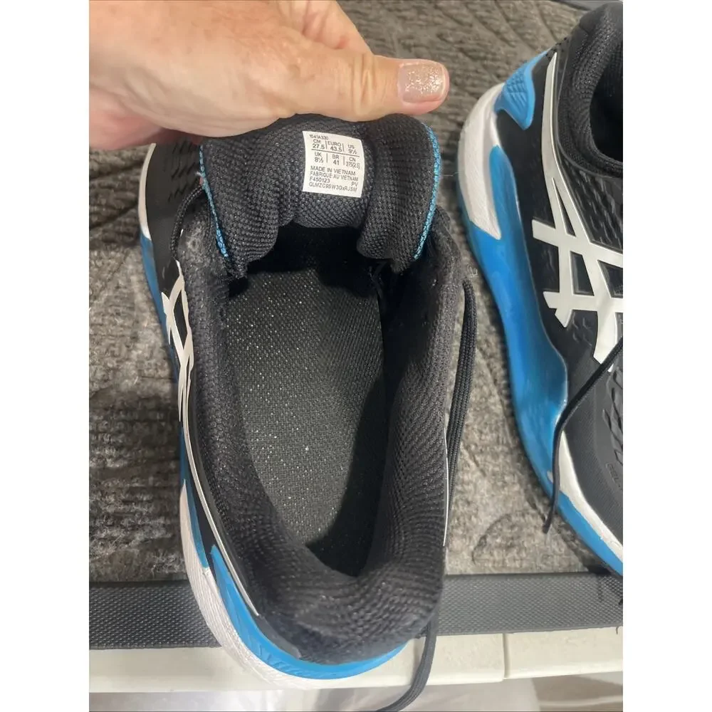 ASICS Gel Resolution 9.5 Black/Blue 1041A330-001 Men 9.5 Tennis Shoe Pickle Ball